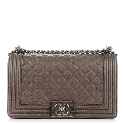Chanel Metallic Calfskin Quilted Medium Boy Flap Dark Silver 1 of 8