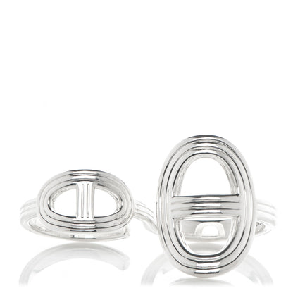 Hermes Sterling Silver Double Chaine d'Ancre 24 TGM Ring 54 1 of 6