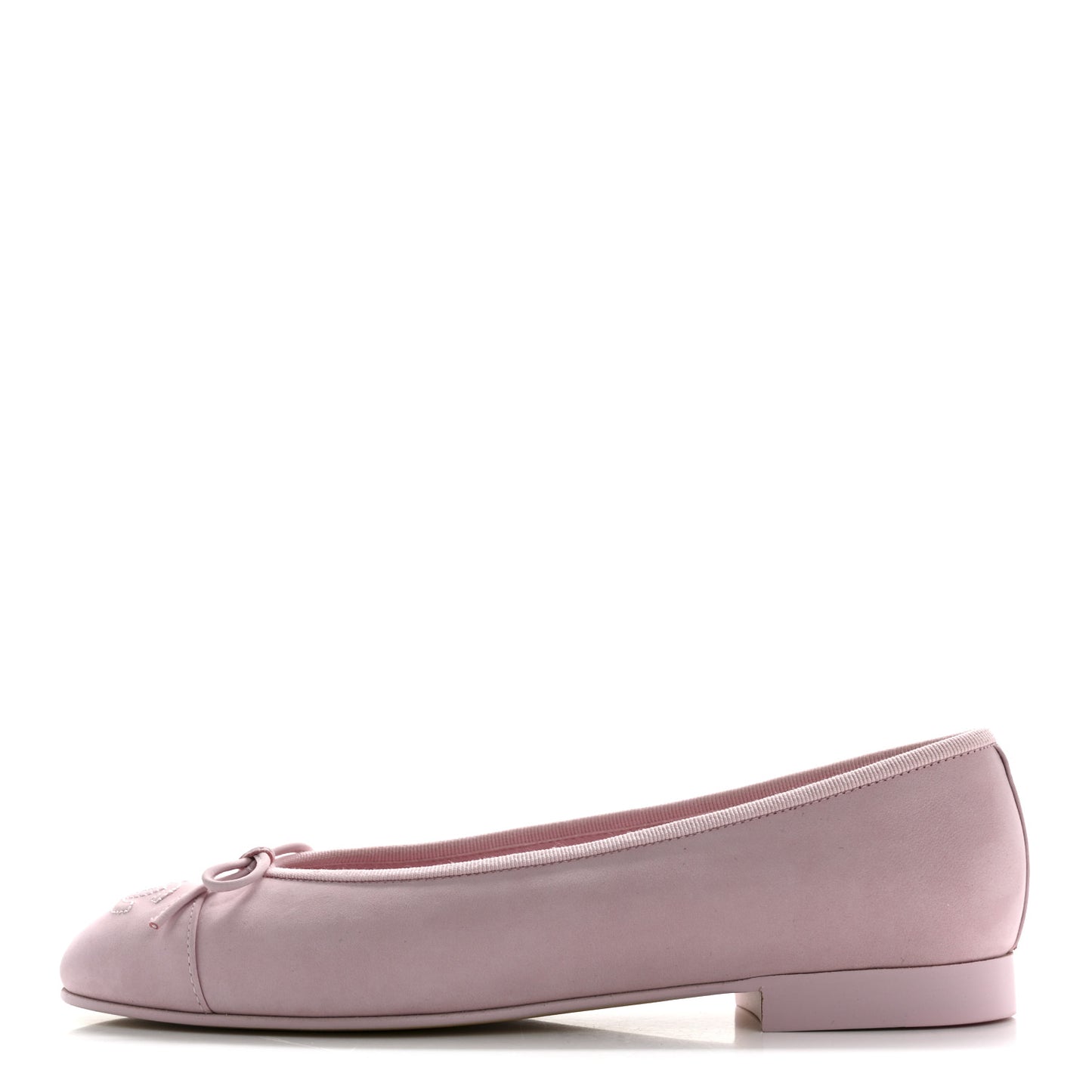 Suede Calfskin Cap Toe CC Ballerina Flats 38 Light Pink