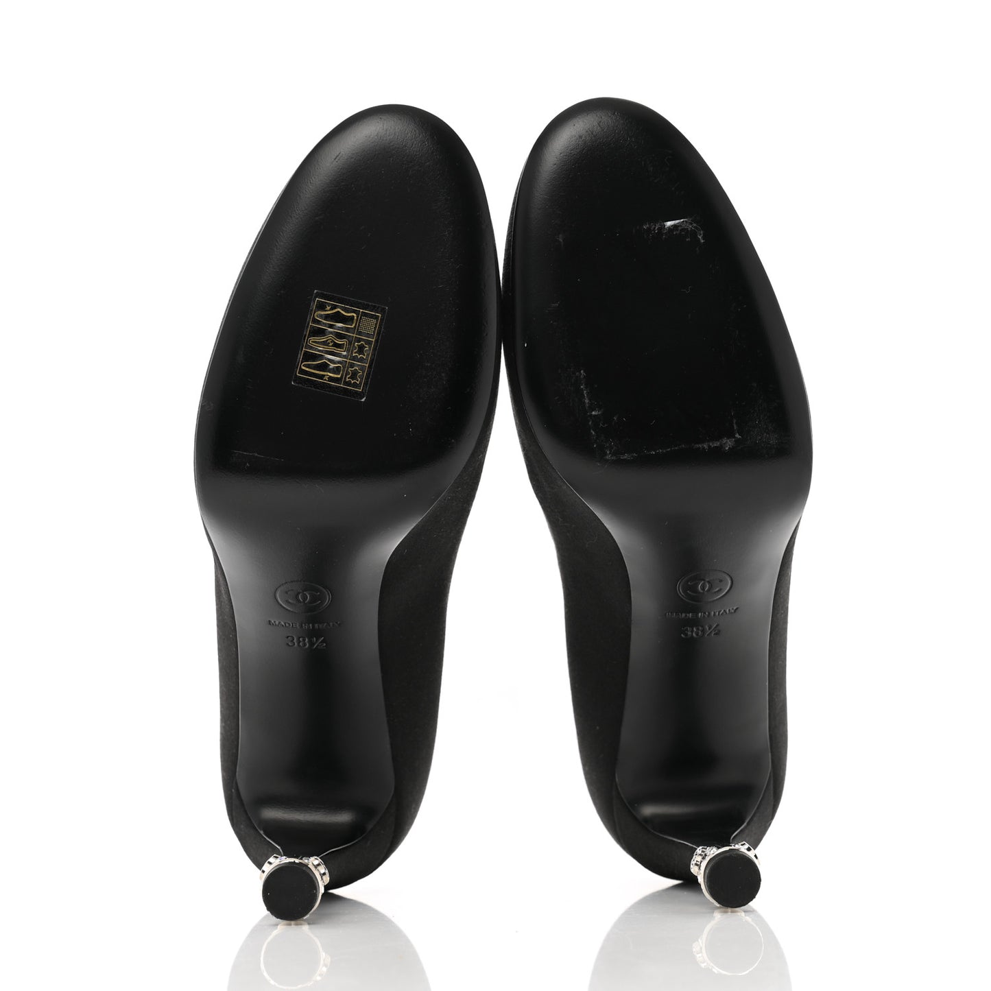 Satin Crystal Mary Jane Pumps 38.5 Black