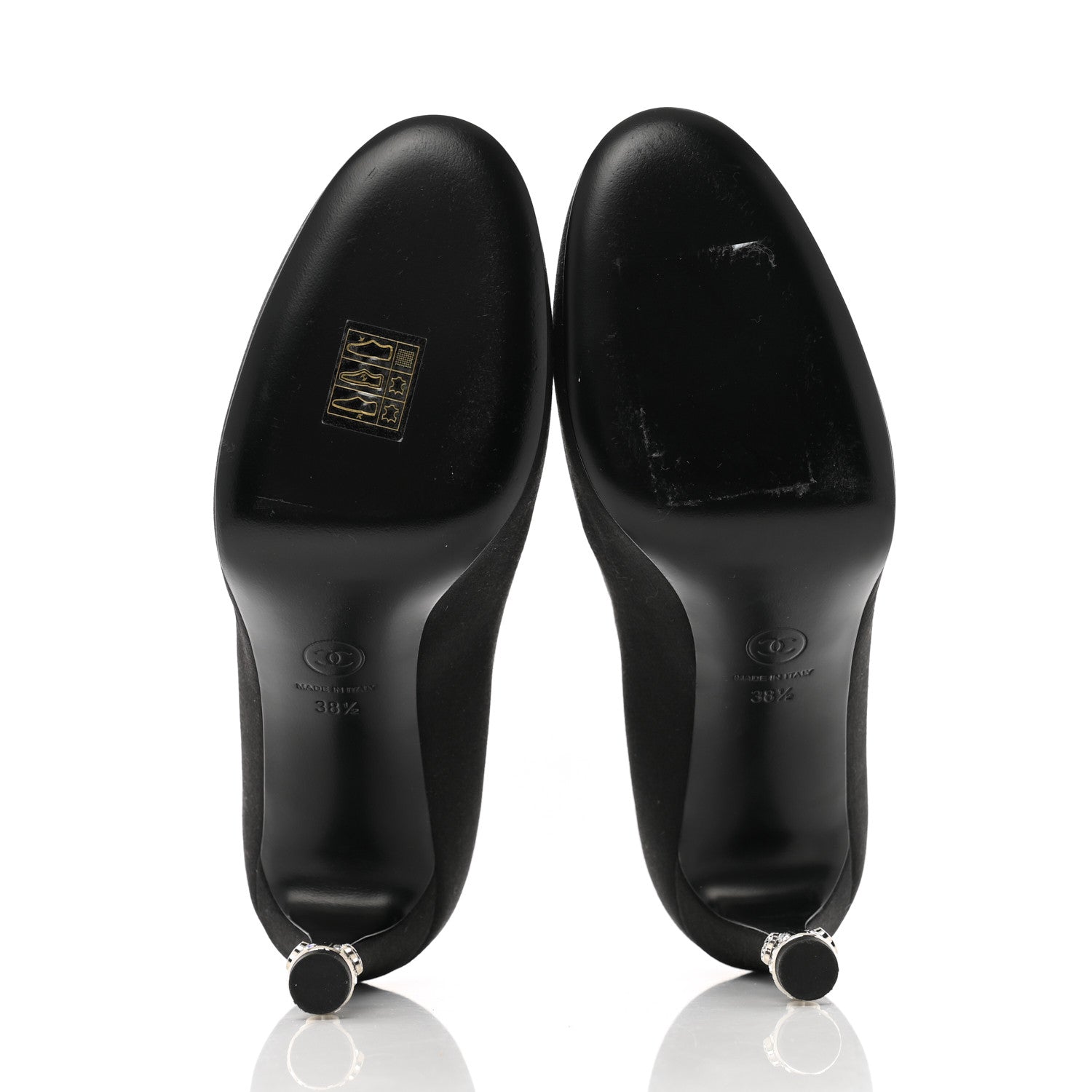 Chanel Satin Crystal Mary Jane Pumps 38.5 Black 6 of 10