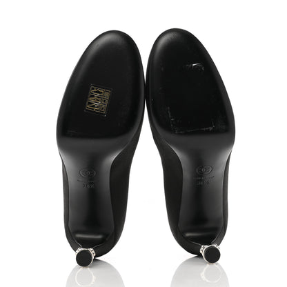 Chanel Satin Crystal Mary Jane Pumps 38.5 Black 6 of 10
