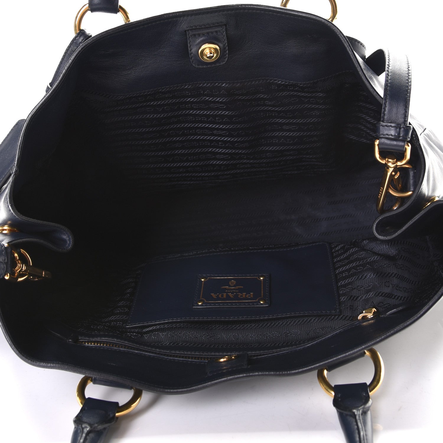 Prada Glace Calfskin Shopping Tote Baltico 4 of 6