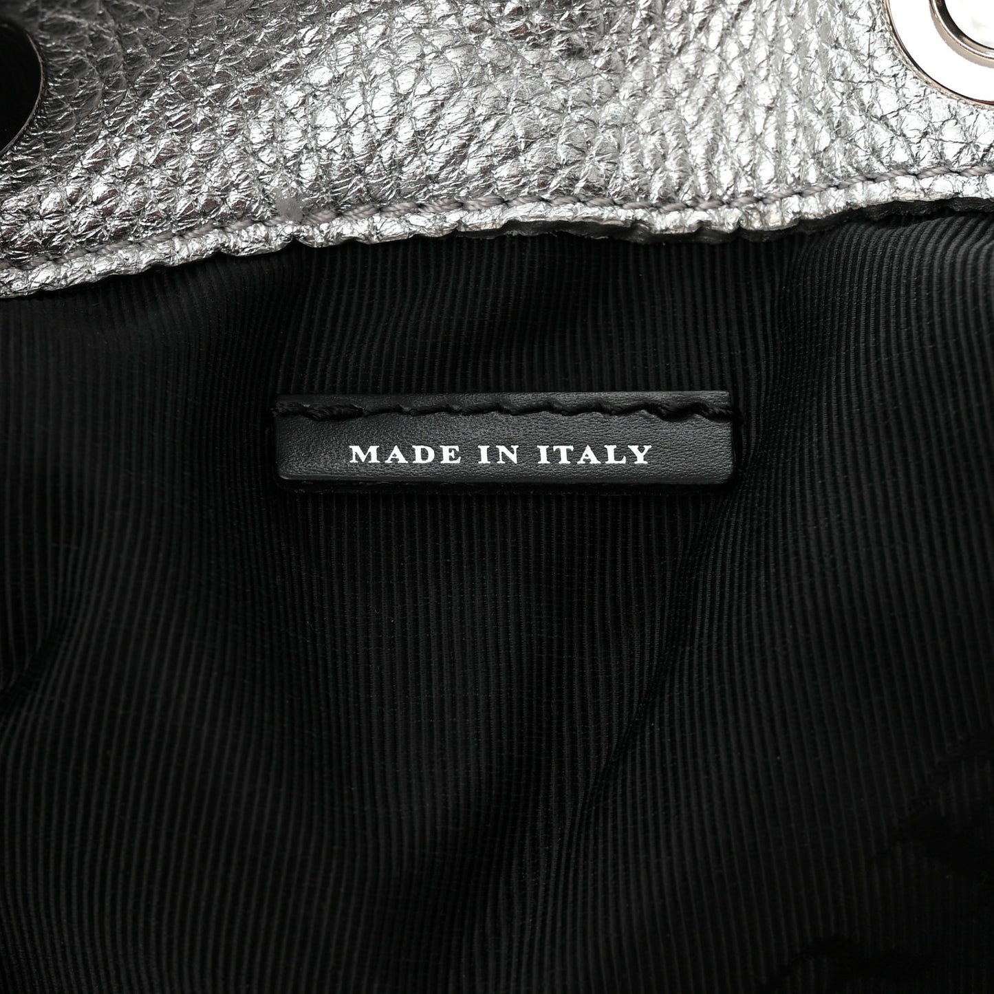 Metallic Deerskin Medium Rucksack Backpack Silver