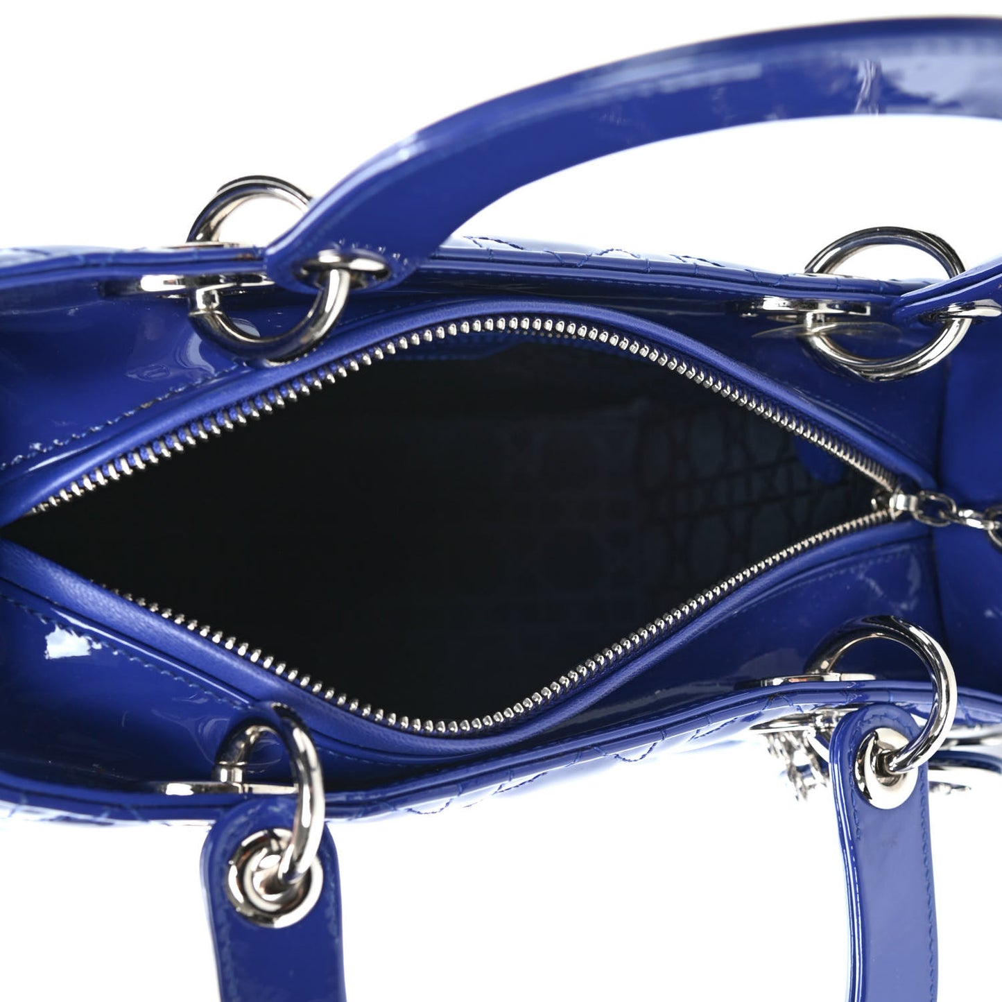 Patent Cannage Medium Lady Dior Blue