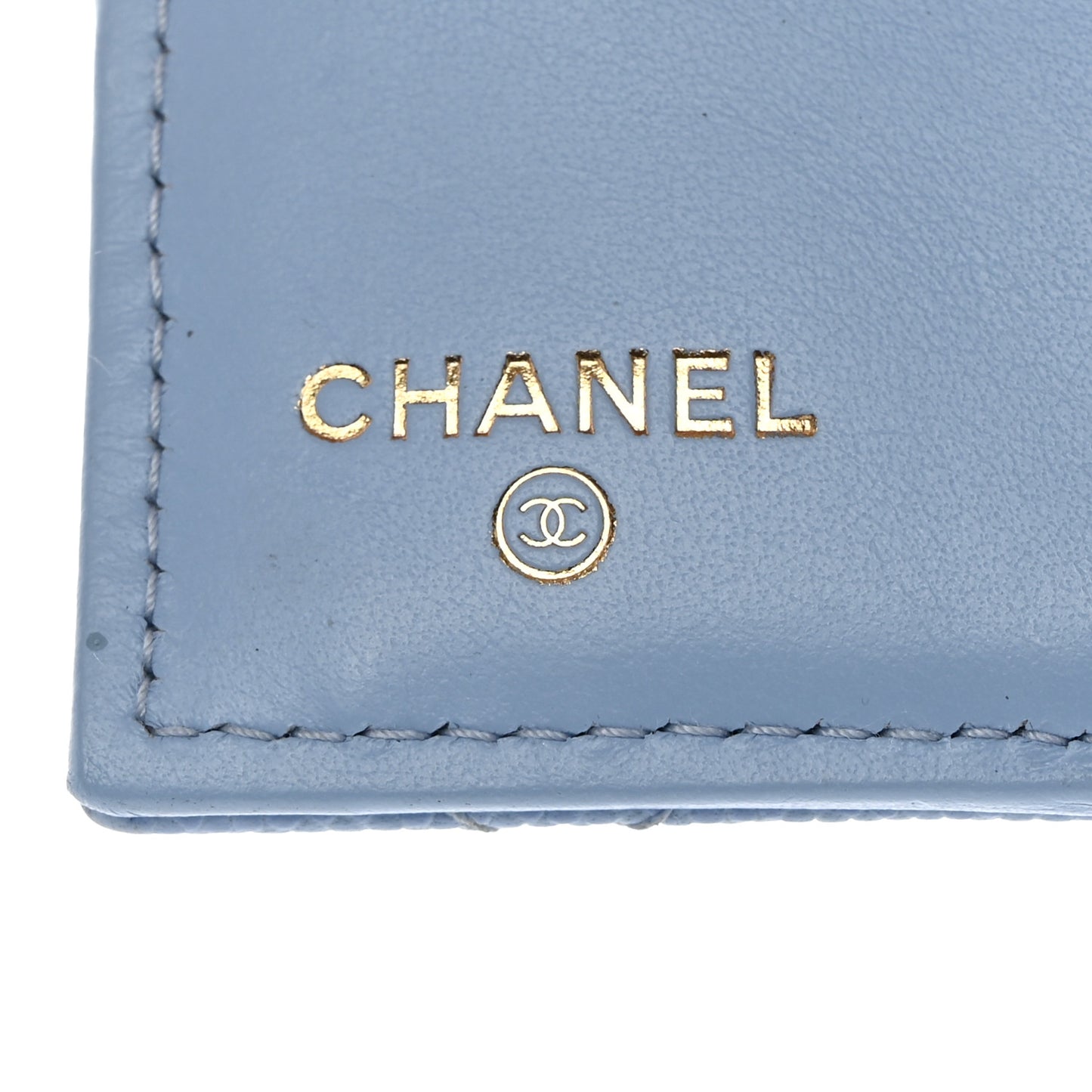 Caviar Quilted Compact Bifold Wallet Light Blue