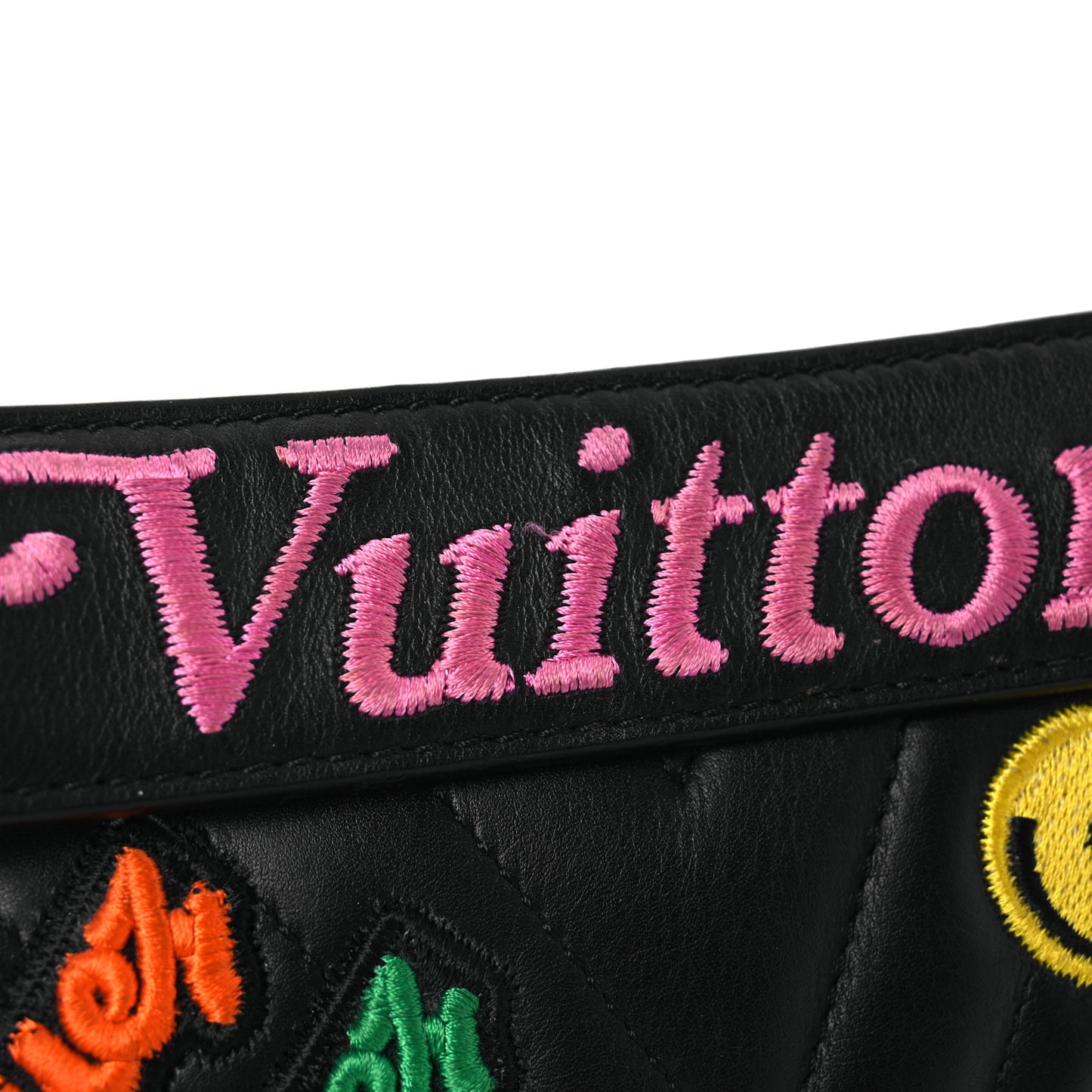 Calfskin Embroidered New Wave Chain MM Black