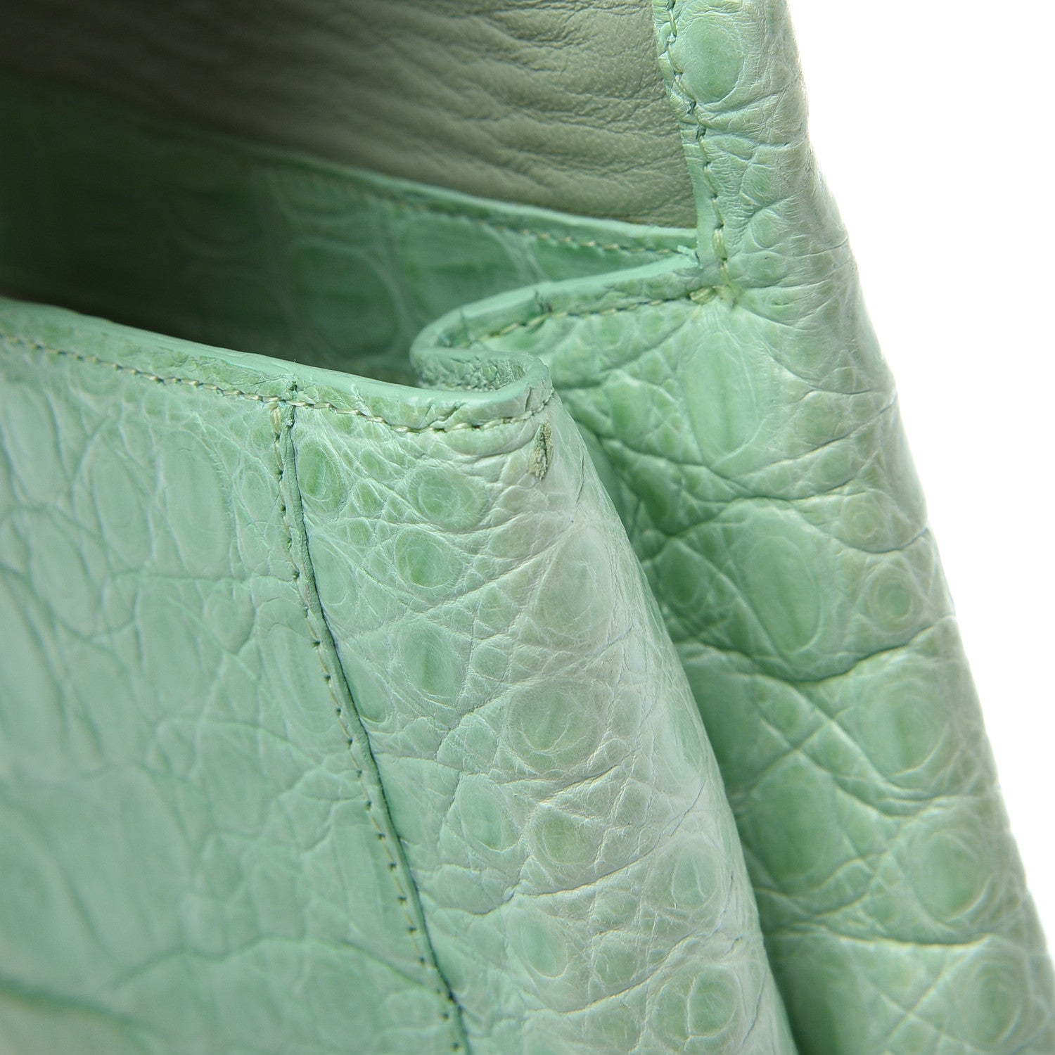 Nancy Gonzalez Crocodile Foldover Clutch Seafoam 6 of 9