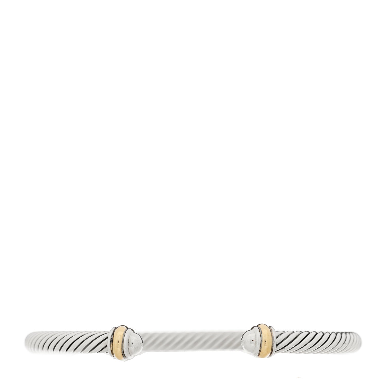 David Yurman Sterling Silver 18K Yellow Gold 4mm Cable Classics Bracelet 1 of 3