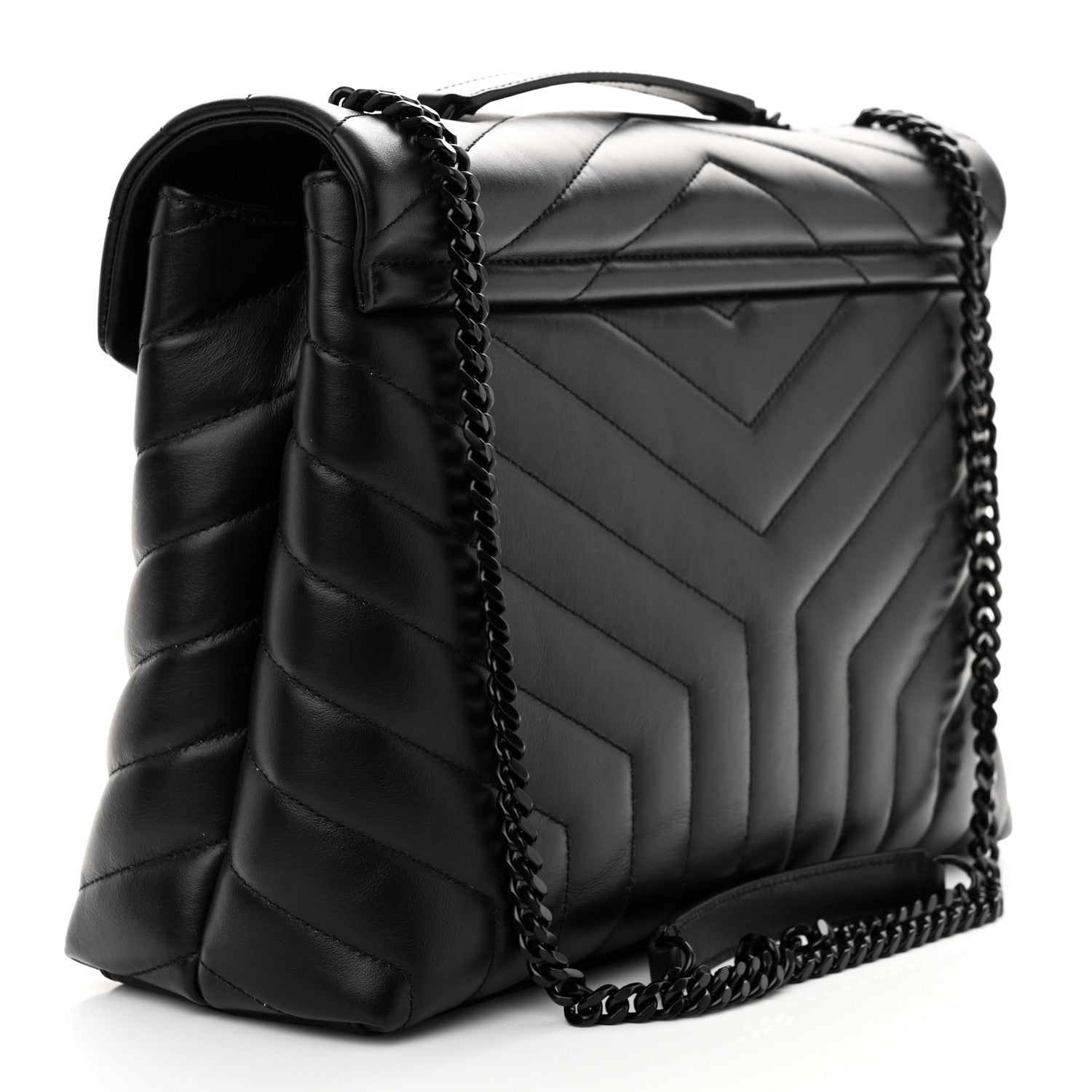 Saint Laurent Calfskin Y Quilted Monogram Monochrome Medium Loulou Chain Satchel Black 3 of 11
