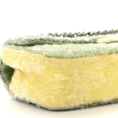 Chanel Sequin Waterfall Flap Green Light Green Yellow 9 of 10