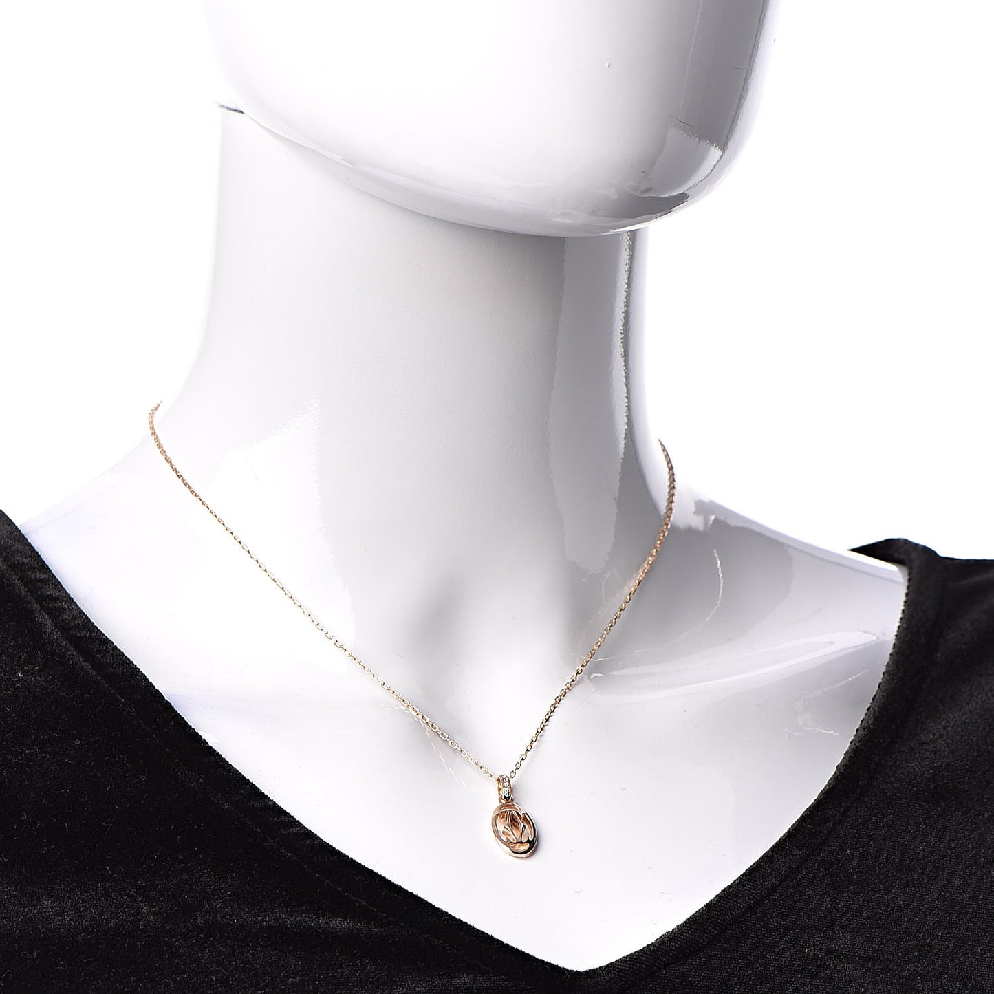 18K Pink Gold Diamond Logo Pendant Necklace
