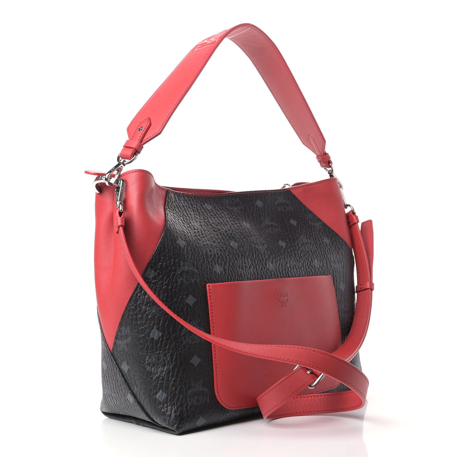 MCM Visetos Medium Klara Hobo Red Black 3 of 11