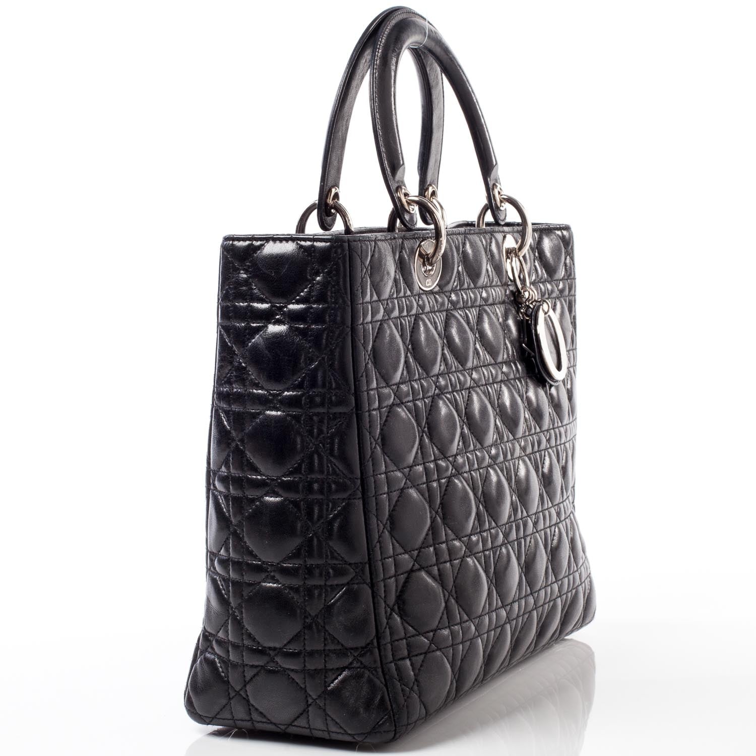 Christian Dior Lambskin Cannage Large Lady Dior Black 3 of 10