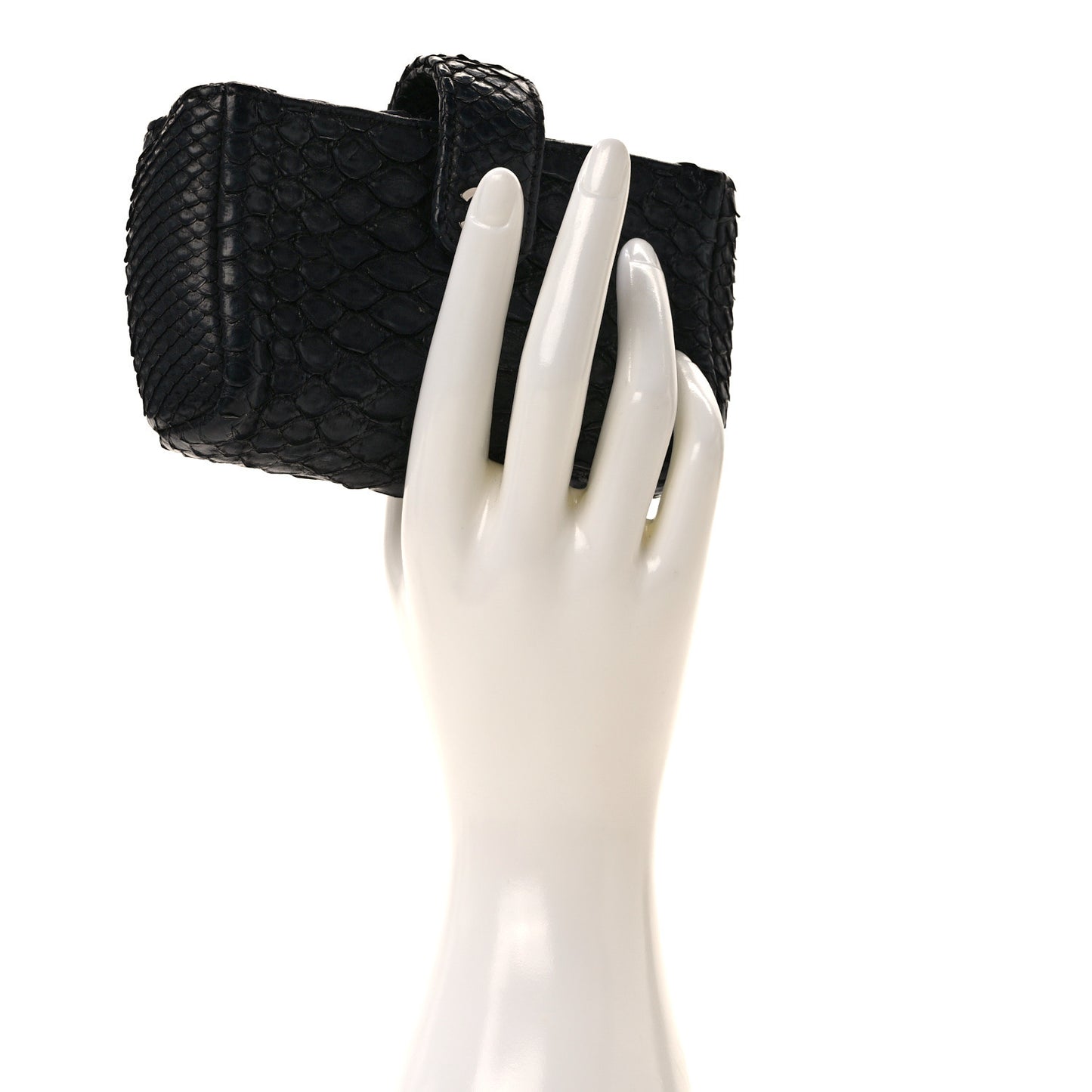 Snakeskin Quilted Mini Phone Holder Clutch Black
