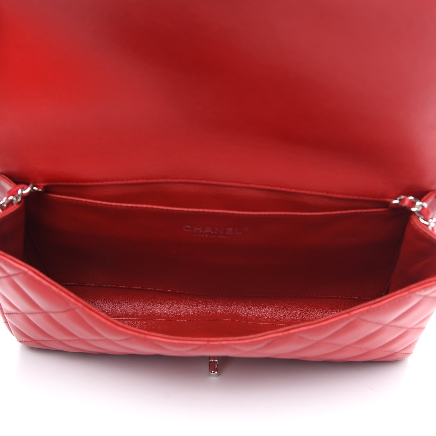 Chanel Lambskin Quilted Clutch With Chain Flap Red 5 of 9