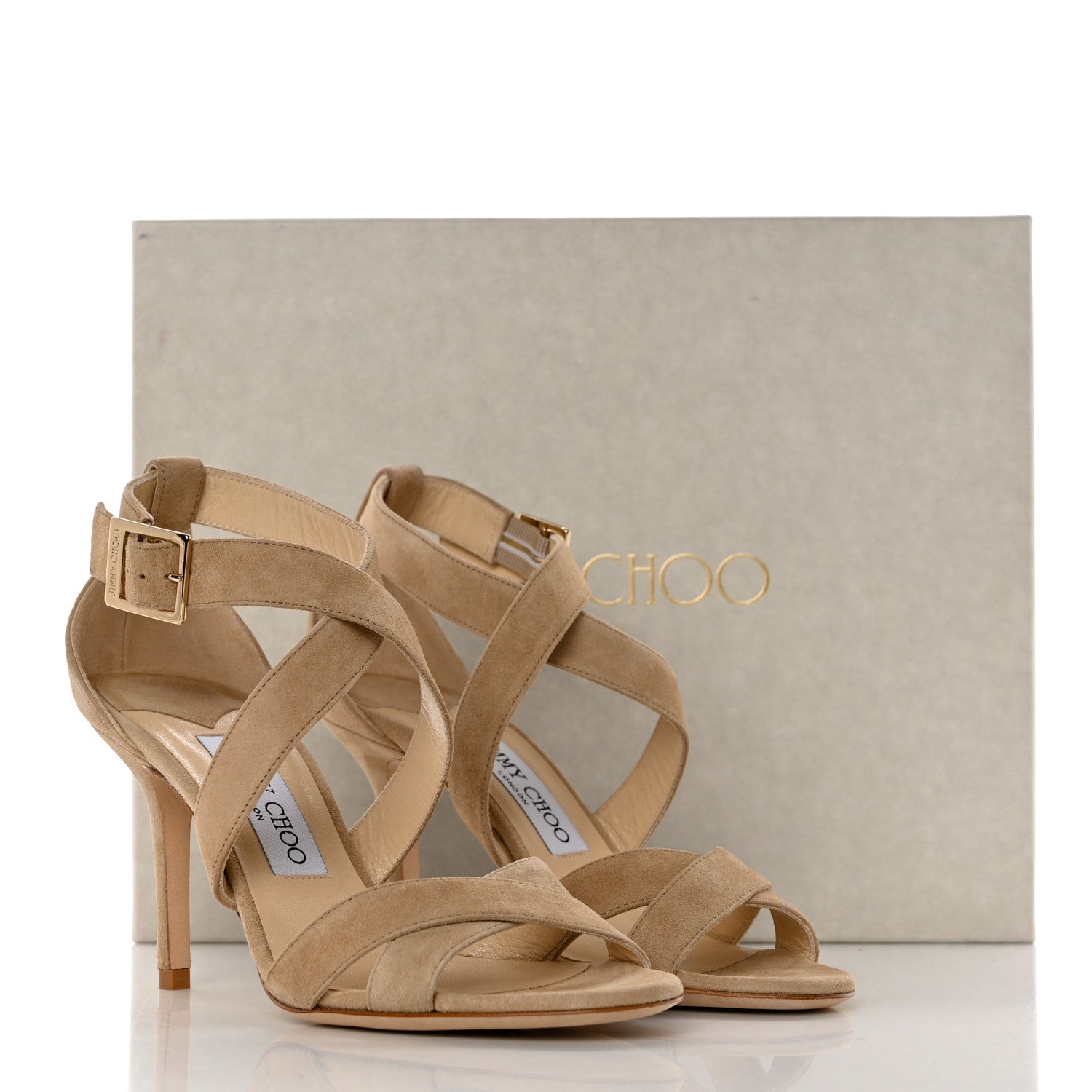 Jimmy Choo Suede Louise Crisscross Sandals 36 Warm Nude 8 of 8