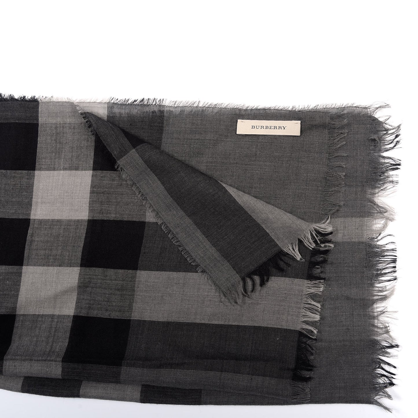 Cashmere Giant Check Lightweight Scarf Grey