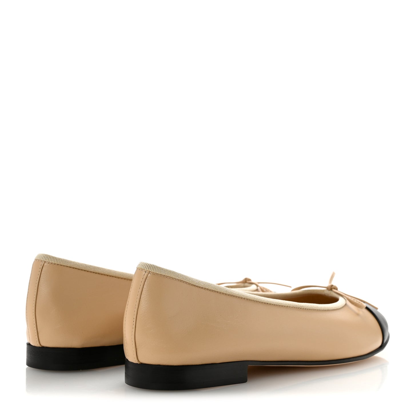 Lambskin Cap Toe CC Ballerina Flats 39.5 Beige Black