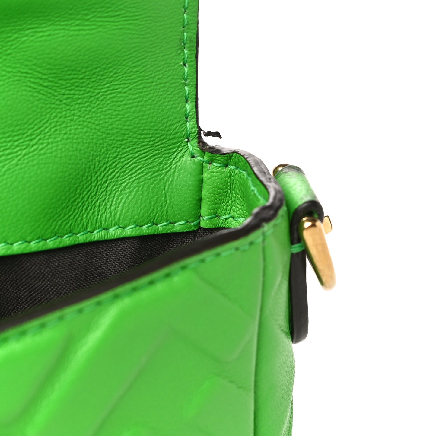 Nappa FF 1974 Embossed Mini Baguette Tomatillo