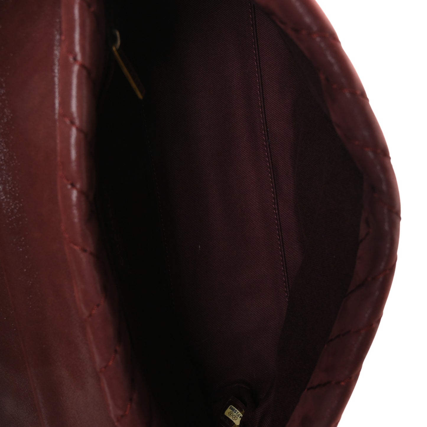 Iridescent Calfskin Surpique Chevron Flap Burgundy