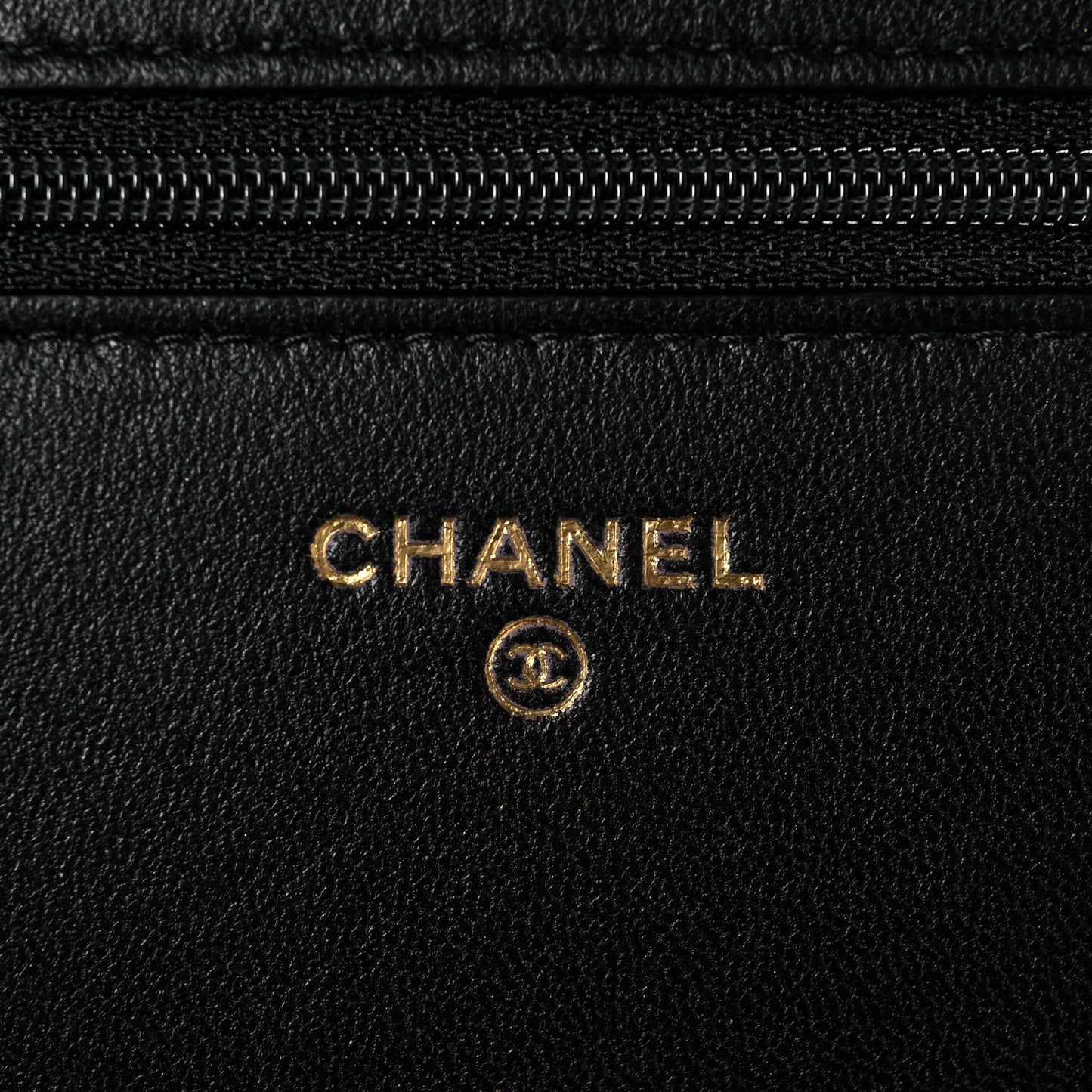 Lambskin Quilted Pearl Wallet On Chain WOC Black
