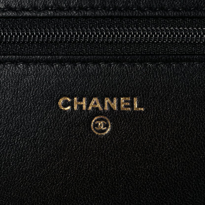 Chanel Lambskin Quilted Pearl Wallet On Chain WOC Black 6 of 15