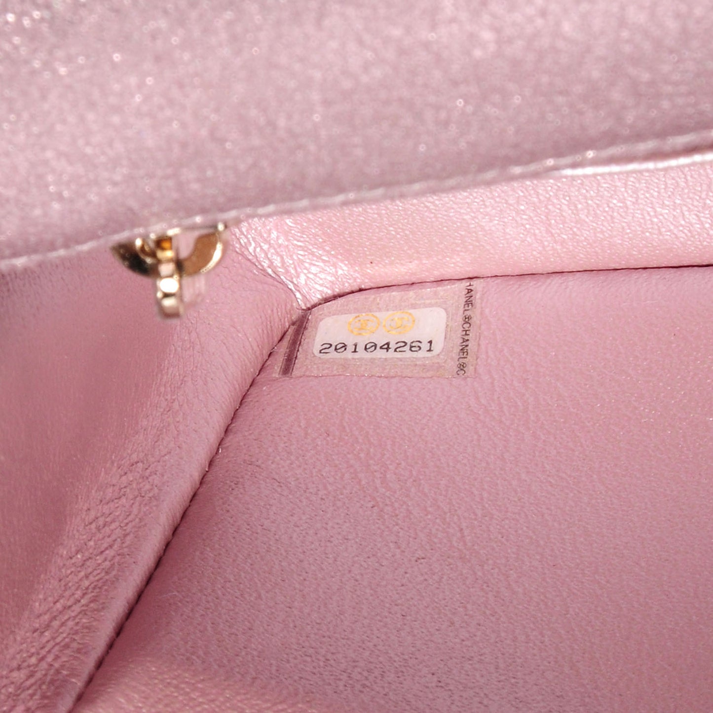 Metallic Goatskin Quilted Mini Flap Pink