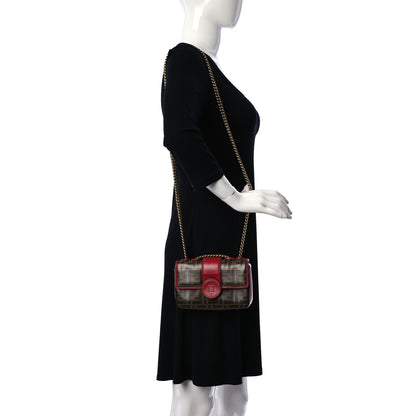 Fendi Glazed Fabric Vitello Century FF 1974 Stamp Patch Mini Double F Crossbody Bag Mogano Panna Fragola 2 of 9