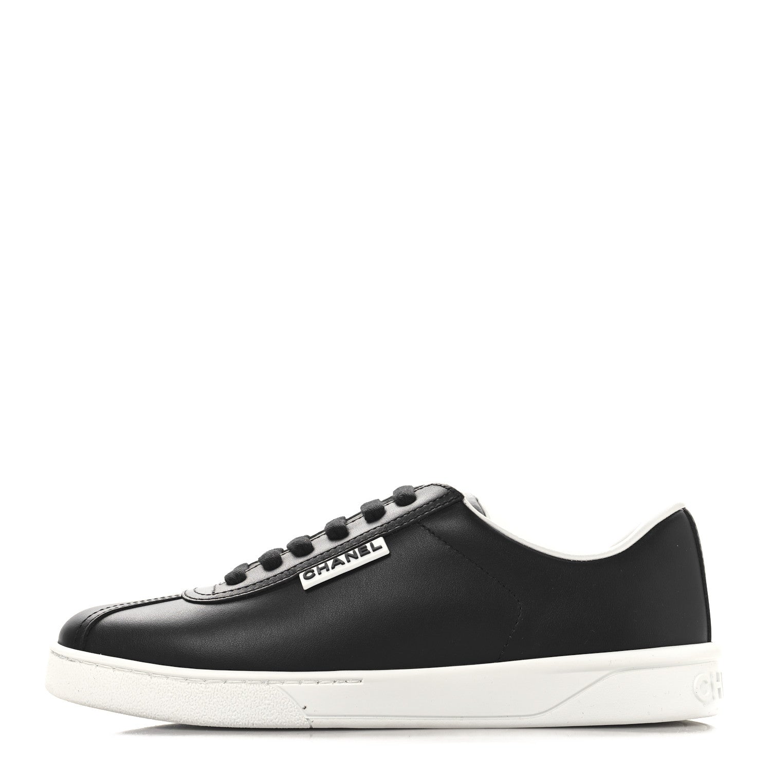 Chanel Calfskin CC Womens Sneakers 36.5 Black 1 of 9