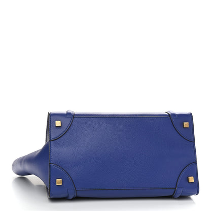 Celine Drummed Calfskin Mini Luggage Indigo 4 of 11