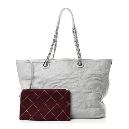 Chanel Grained Calfskin Quilted Large Daily Shopping Tote Light Grey 1 of 4