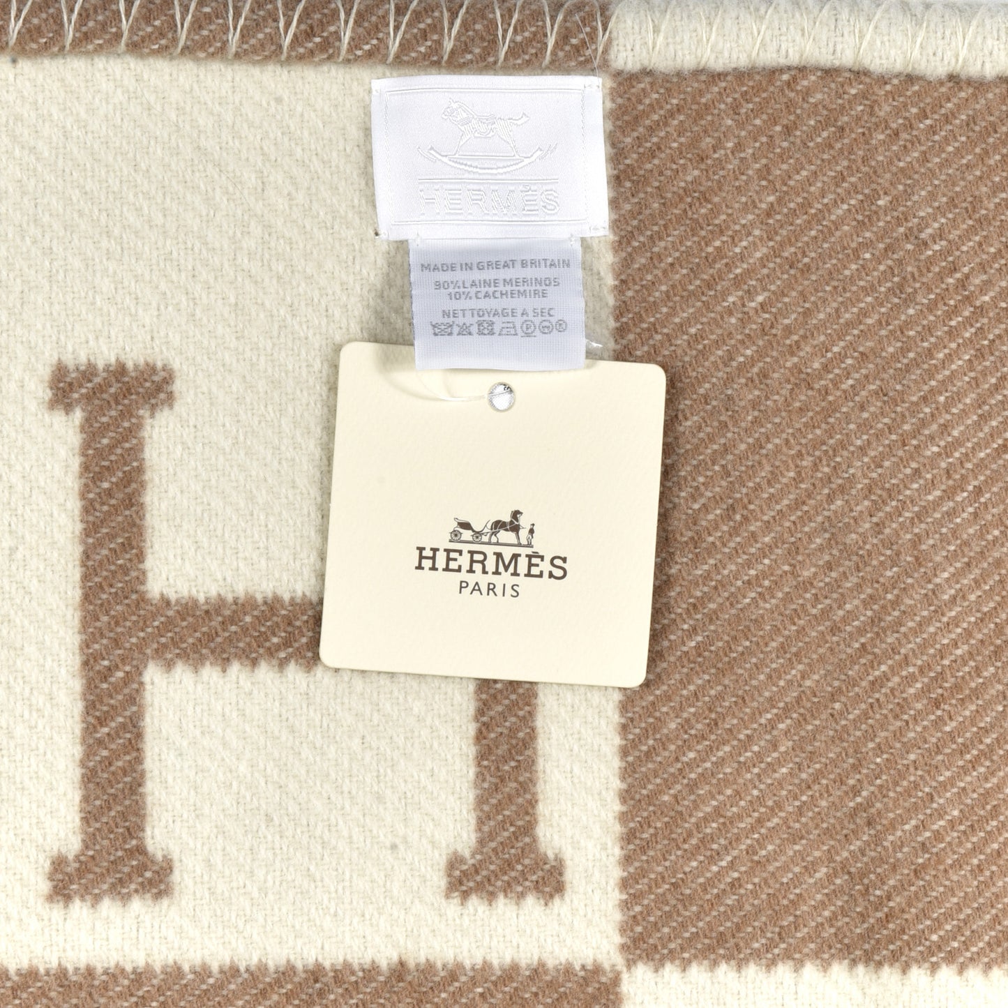 Wool Cashmere Avalon Baby Blanket Noisette Moyen White