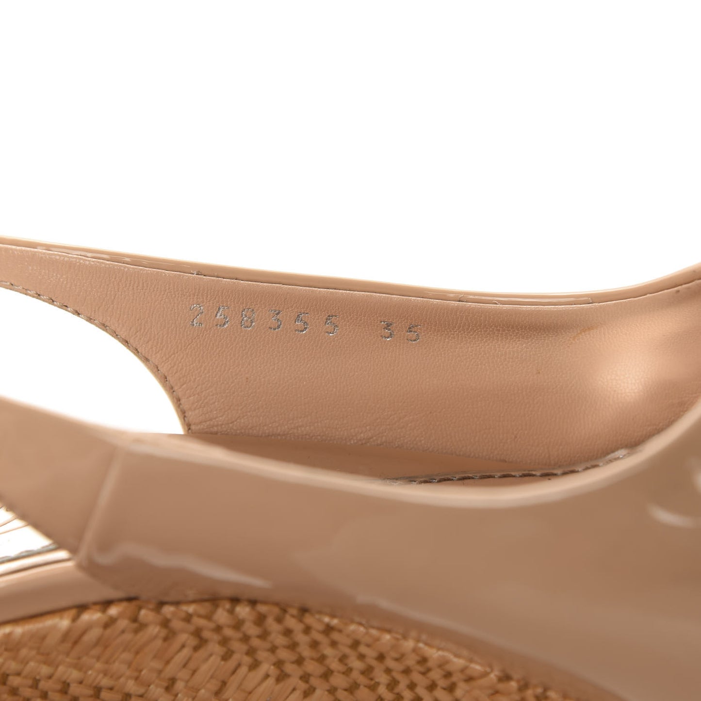 Patent Peep Toe Slingback Wedges 35 Beige