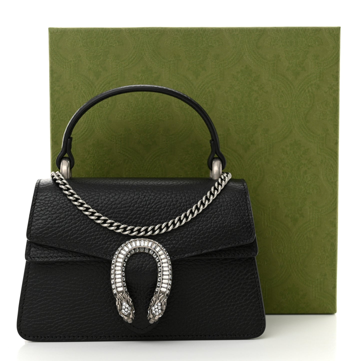 Dollar Calfskin Crystal Mini Dionysus Top Handle Bag Black Crystal