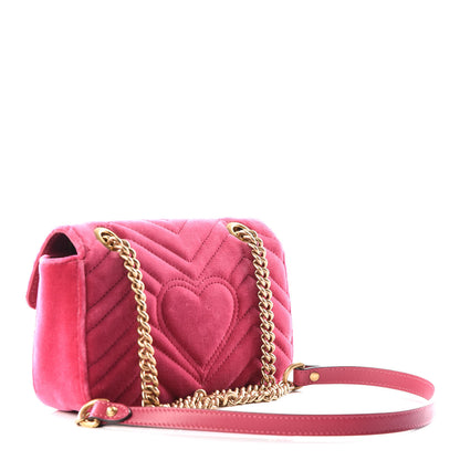 Gucci Velvet Matelasse Mini GG Marmont Shoulder Bag Light Raspberry Rose 2 of 10