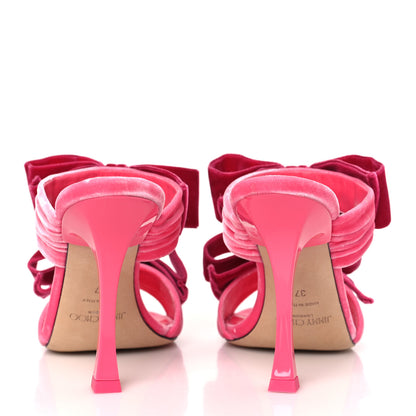 Jimmy Choo Velvet Bow Flaca 100 Sandals 37 Candy Pink Fuchsia 5 of 10