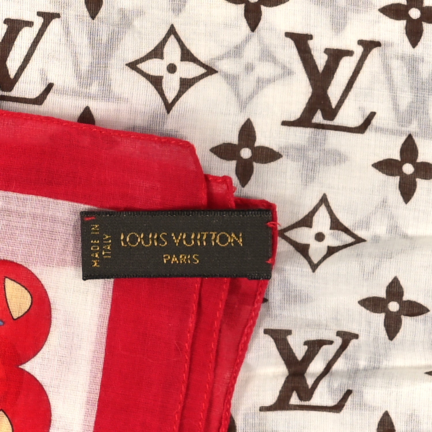 Louis Vuitton Cotton Monogram Cerises Scarf White 3 of 3