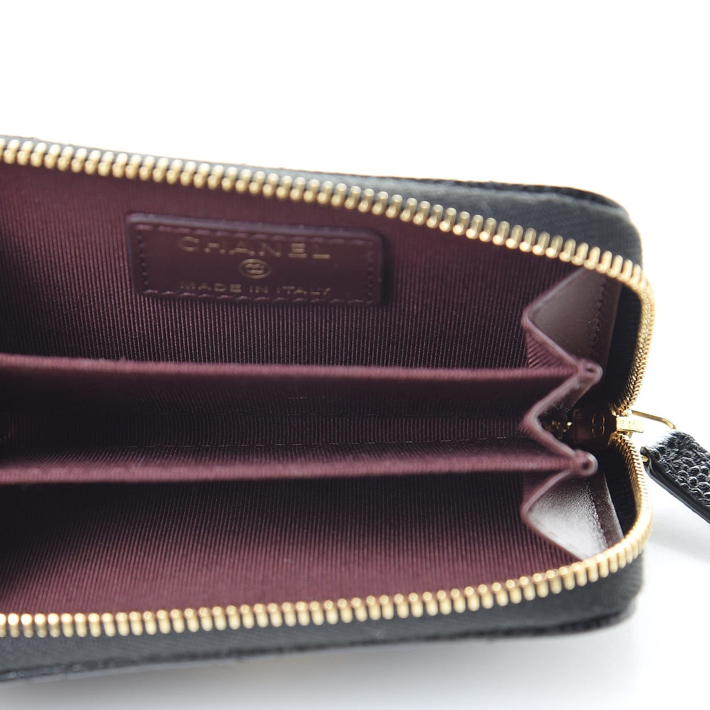 Caviar Quilted Zip Coin Purse Black