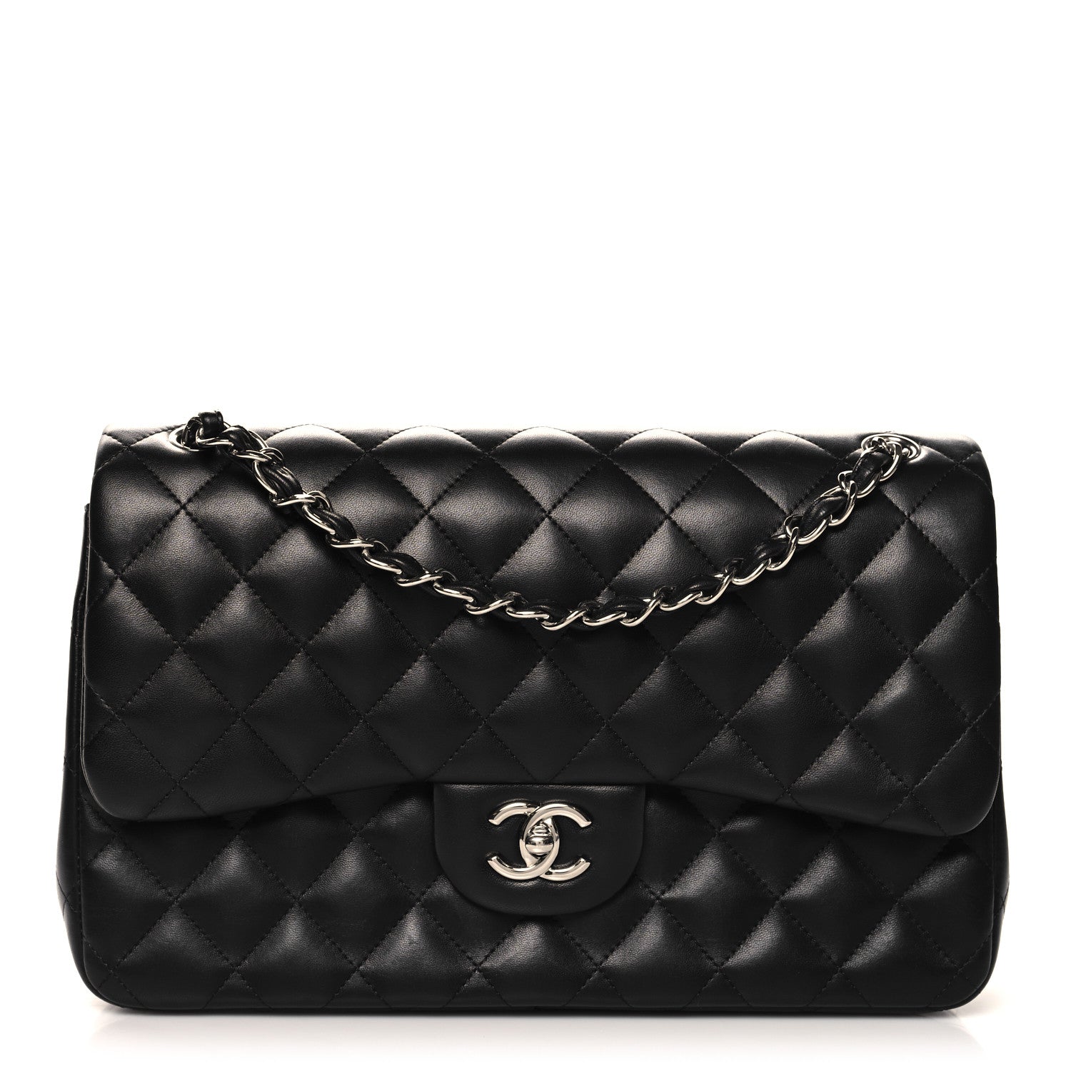 Chanel Lambskin Quilted Jumbo Double Flap Black 1 of 13