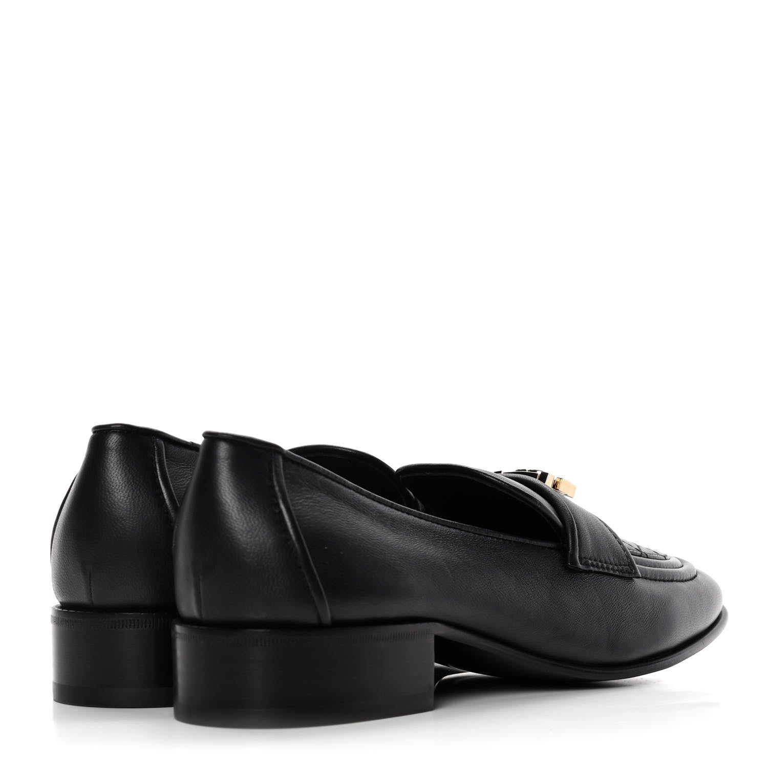 Chanel Lambskin Quilted Womens CC Loafers 39 Black 4 of 10