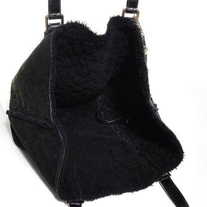Gucci Suede Shearling Guccissima Jolicoeur Tote Black 5 of 6