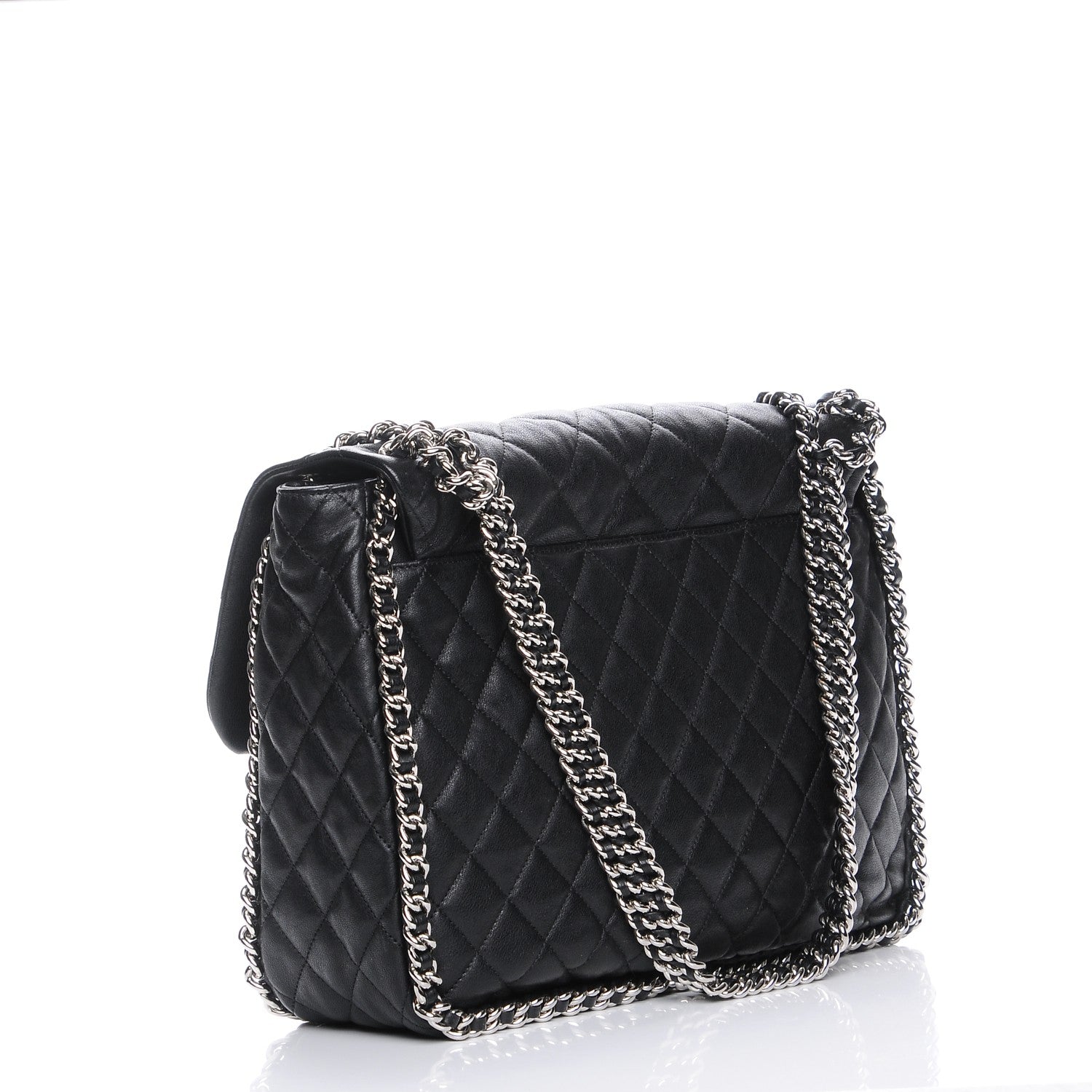 Chanel Washed Lambskin Quilted Maxi Chain Around Flap Black 3 of 8