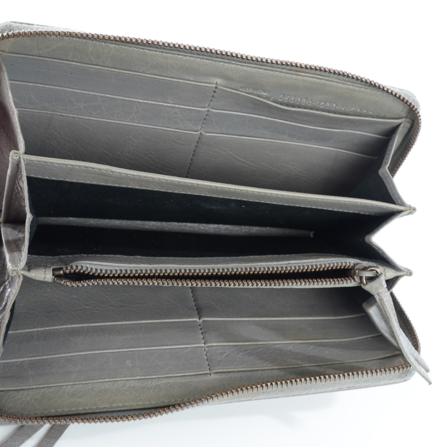Agneau Classic Hardware Continental Zip Around Wallet Gris Pyrite
