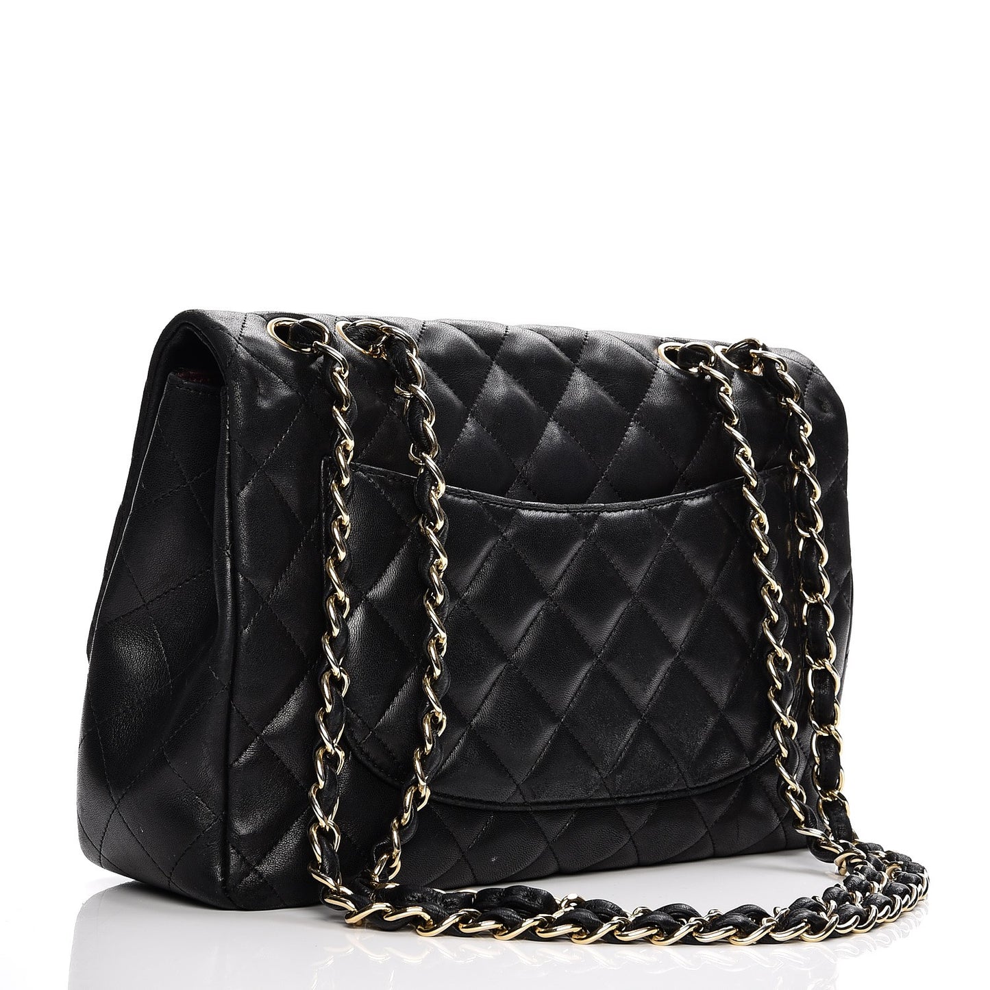 Lambskin Quilted Jumbo Single Flap Black