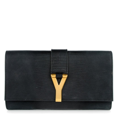 Saint Laurent Lizard Calfskin Embossed Classic Y Ligne Clutch Black 1 of 7