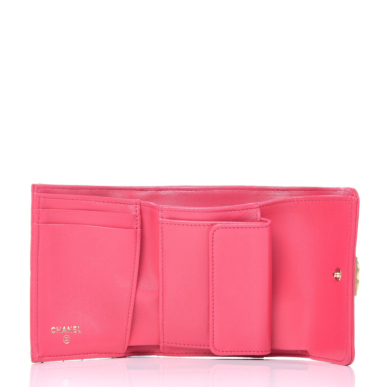 Chanel Lambskin Quilted Compact Boy Wallet Fuchsia 5 of 17