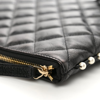 Chanel Calfskin Quilted Pearl Medium Cosmetic Case Black 8 of 9