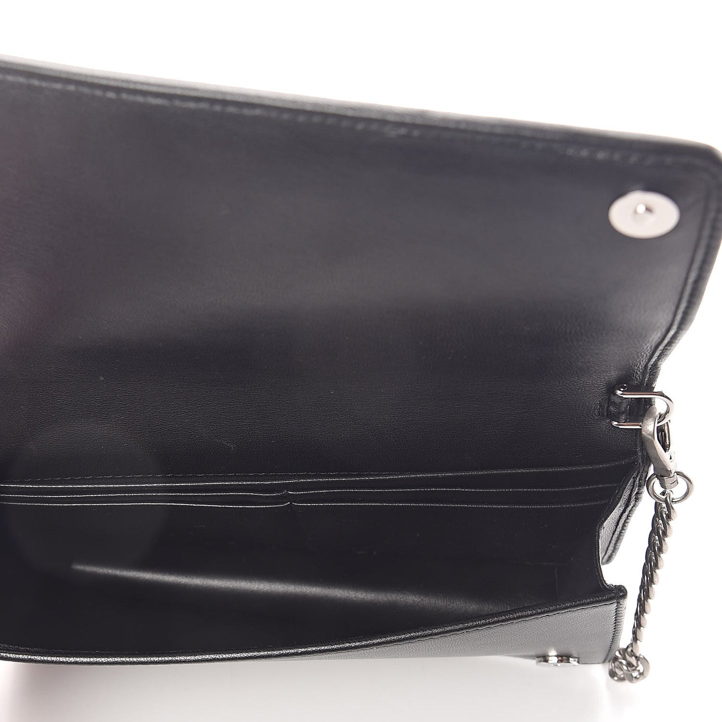 Soft Calf Quilted Diagramme Chain Wallet Black