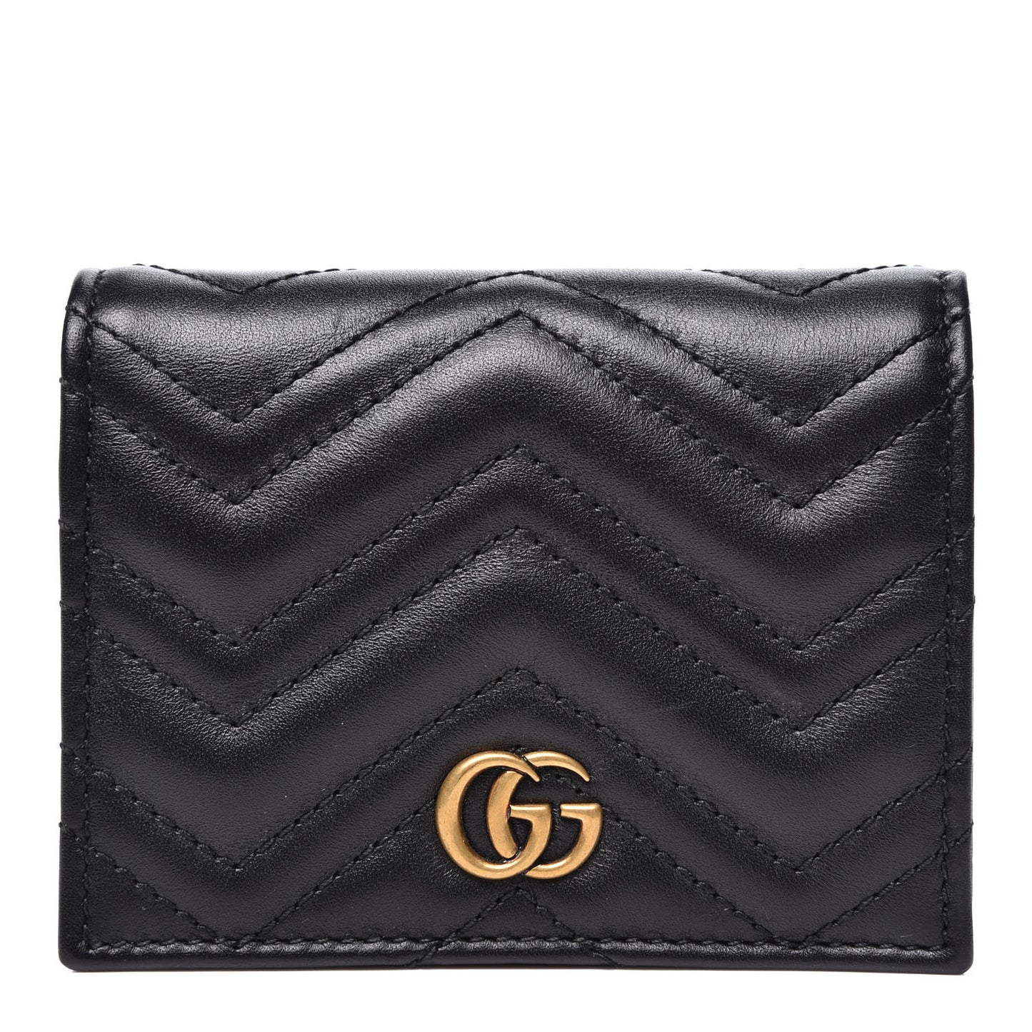 Calfskin Matelasse GG Marmont Card Case Wallet Black